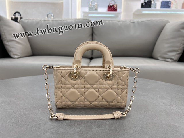 Dior专柜新款迪奥高仿原单焦糖米色羊皮Lady D-Joy手袋手提肩背斜挎女包 djfk1837